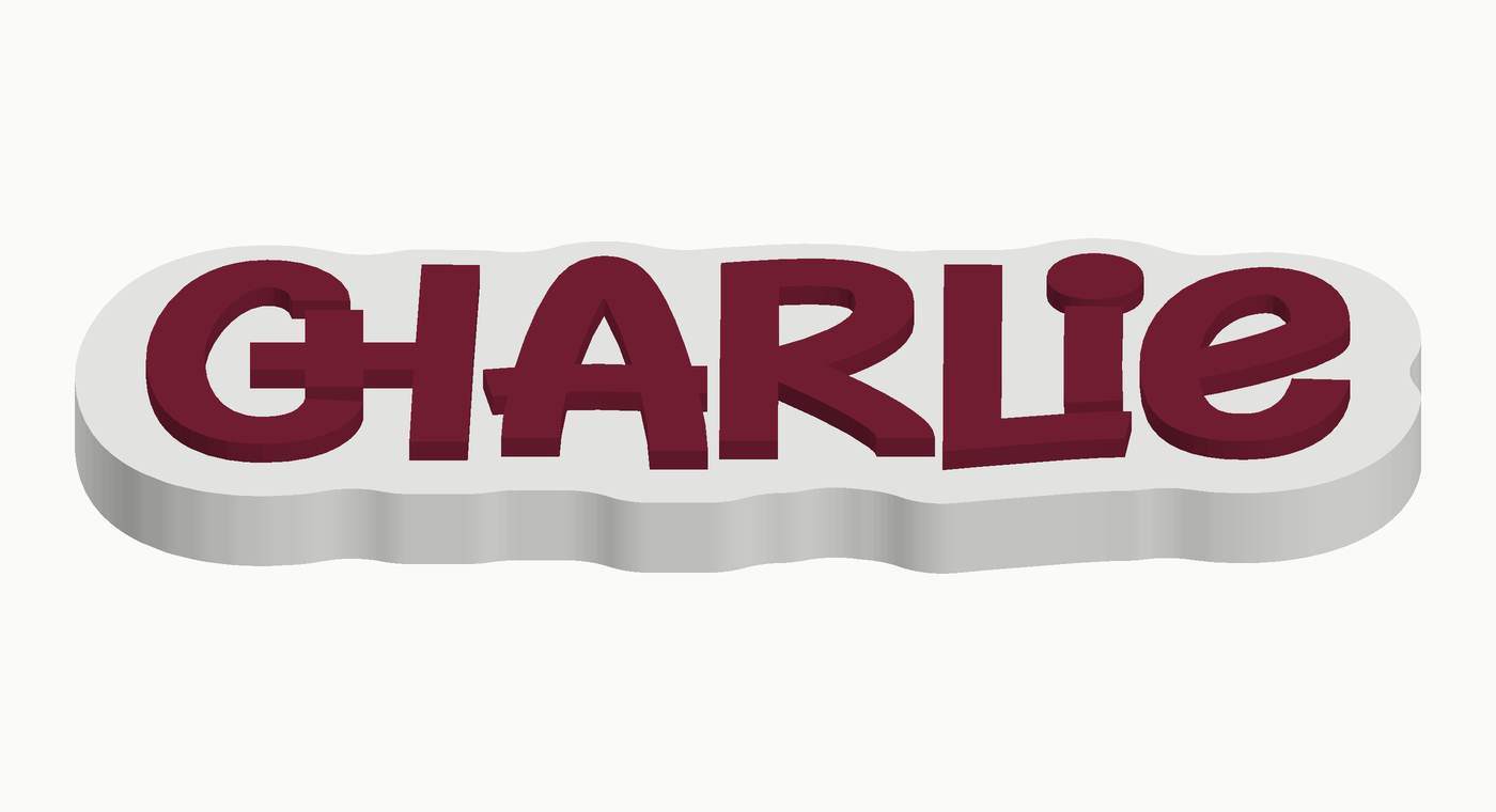 Dreidimensionale Ansicht eines Namensschilds